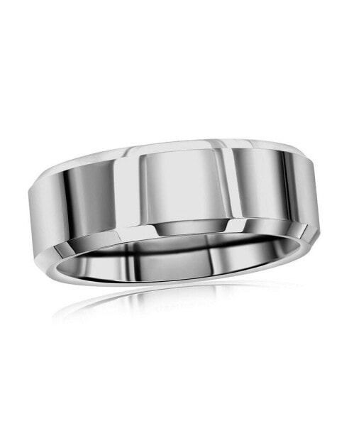 Polished Silver Tungsten 8mm Ring