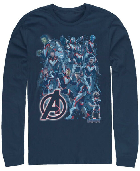 Marvel Men's Avengers Endgame Glowing Logo Group Poster, Long Sleeve T-shirt