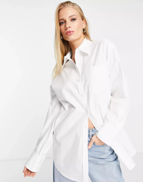 & Other Stories oversized shirt with button detail in white