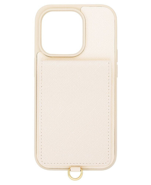 Women's Ivory Saffiano Leather iPhone 15 Pro Max Case