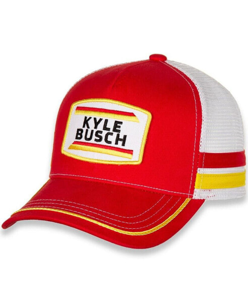 Men's Red, White Kyle Busch Retro Stripe Snapback Adjustable Hat