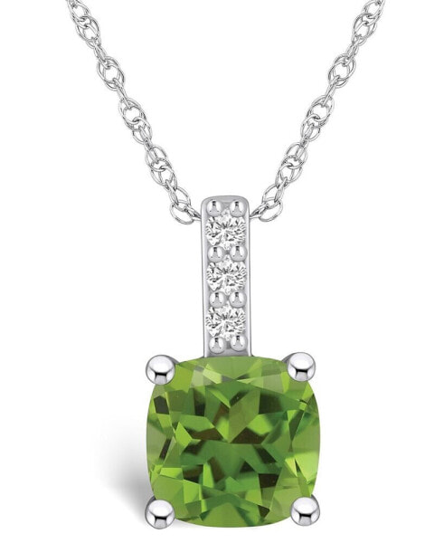 Peridot (2-3/8 Ct. T.W.) and Diamond Accent Pendant Necklace in 14K White Gold