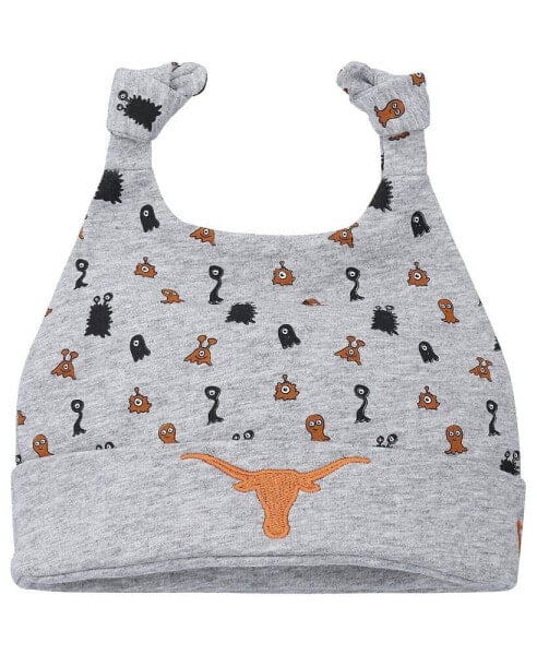 Newborn and Infant Boys and Girls Heather Gray Texas Longhorns Critter Cuffed Knit Hat
