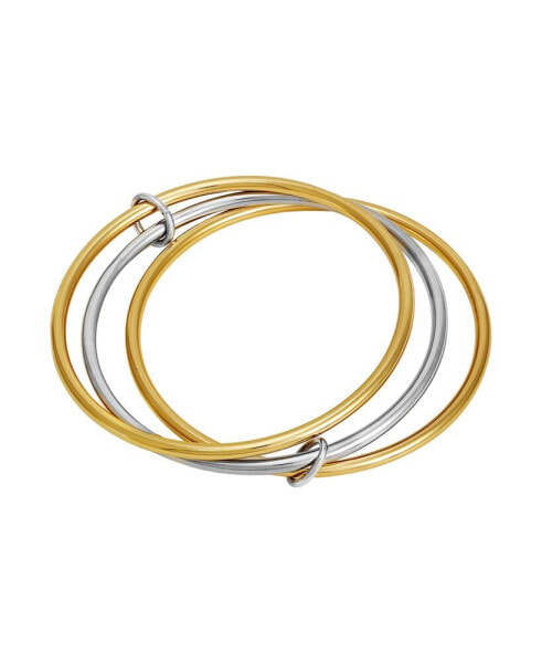 Two-Tone Trio Bangle Bracelet Set