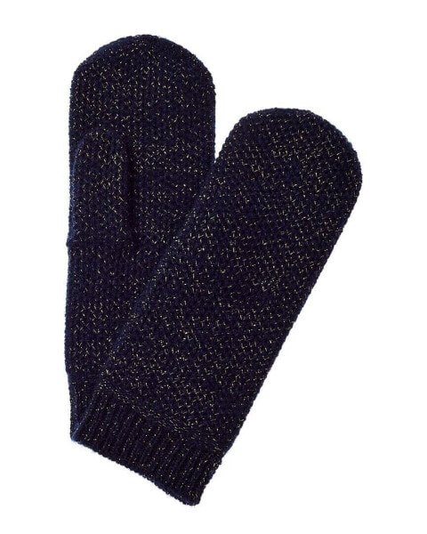 Sofiacashmere Honeycomb Lurex Cashmere Mittens Women's Blue