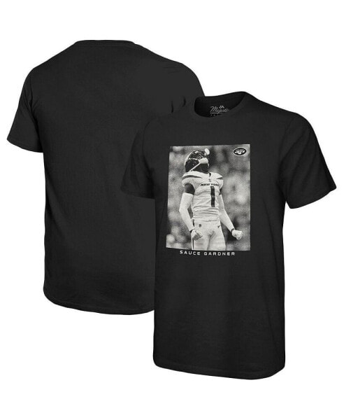 Men's Threads Sauce Gardner Black New York Jets Oversized Player Image T-shirt