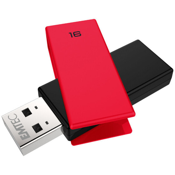 Флеш-накопитель EMTEC C350 Brick 16 ГБ USB Type-A 2.0 - 15 МБ/с Свивел Черный, Красный