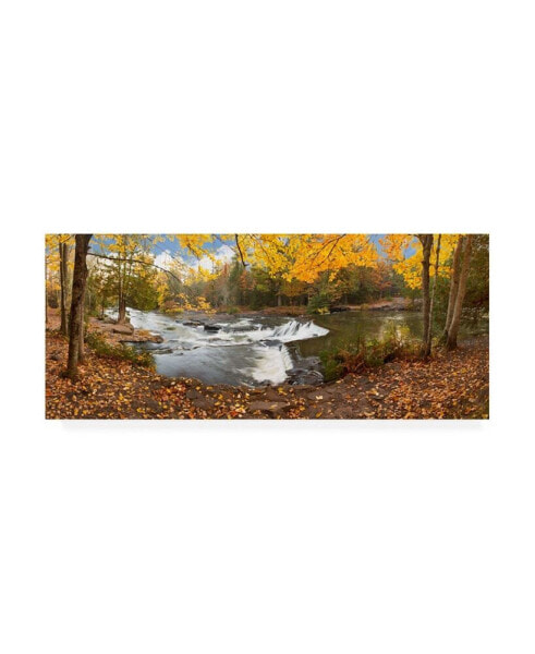 Monte Nagler Bond Falls in Autumn Panorama Bruce Crossing Michigan Color Canvas Art - 15" x 20"