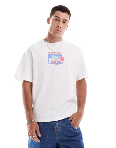 Jack & Jones oversized t-shirt with Tokyo print in white