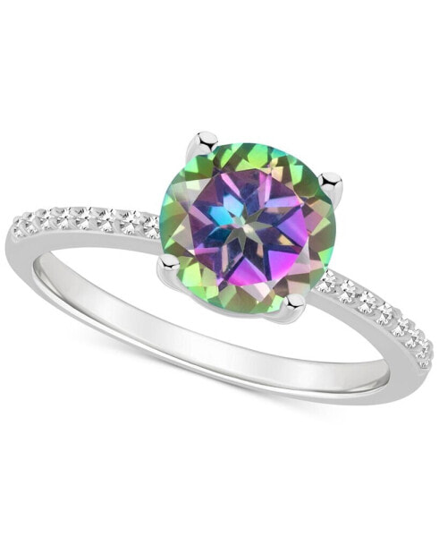 Mystic Topaz (2-3/8 ct. t.w.) & Diamond (1/10 ct. t.w.) Solitaire Ring in Sterling Silver (Also in Pink Topaz)