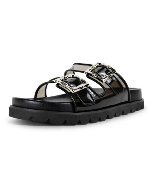 Women's Kaia Double Band Buckle Sporty Flatform Footbed Slide Sandals