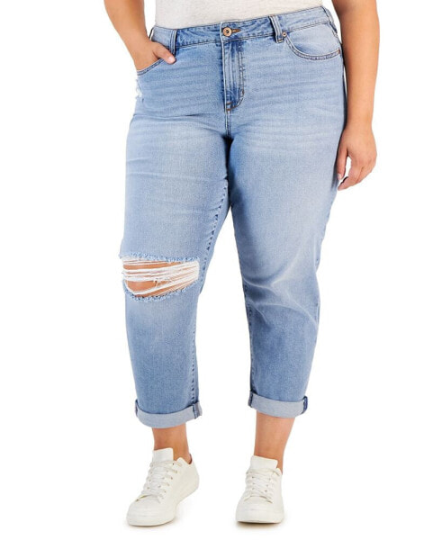 Trendy Plus Size Cuffed Girlfriend Jeans