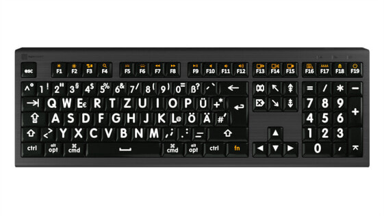 Logickeyboard LKB-LPWB-A2M-DE - Full-size (100%) - USB - Scissor key switch - QWERTZ - Black