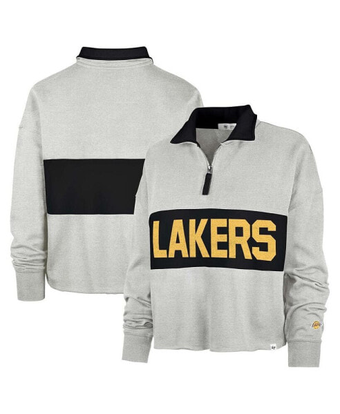 Толстовка '47 Brand женская серого цвета с эффектом потертостей Los Angeles Lakers Breakthrough Remi Quarter-Zip Jacket