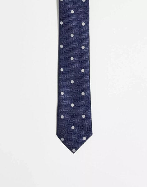 Harry Brown polka dot tie in navy