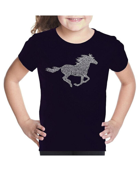 Big Girl's Word Art T-shirt - Horse Breeds