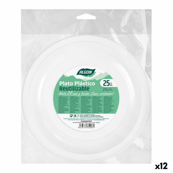 Набор многоразовых тарелок Algon Круглый Белый Пластик 25 x 25 x 1,5 см (12 штук) - Одноразовая посуда