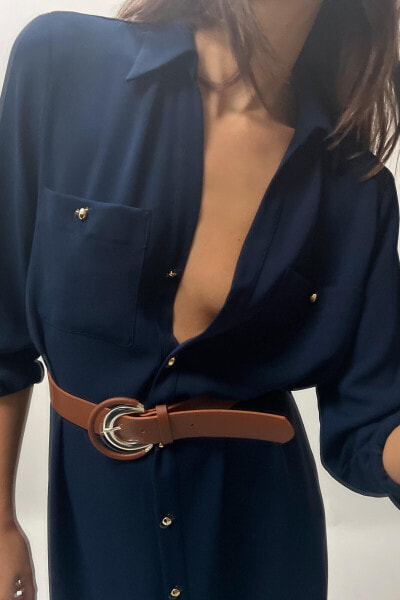 Shirt dress with belt