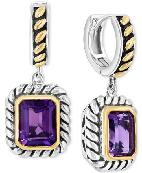 EFFY® Amethyst Rope Frame Dangle Hoop Earrings (4-1/3 ct. t.w.) in Sterling Silver & Gold-Plate