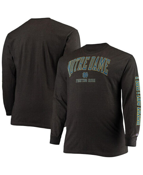 Men's Heathered Charcoal Notre Dame Fighting Irish Big and Tall 2-Hit Long Sleeve T-shirt