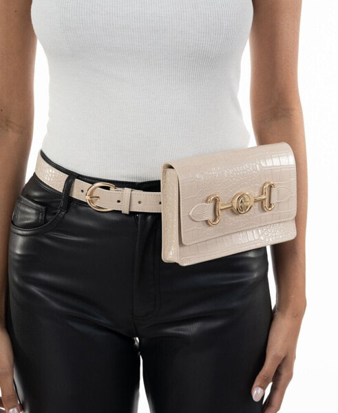 Women's Croc-Embossed Faux-Leather Belt Bag