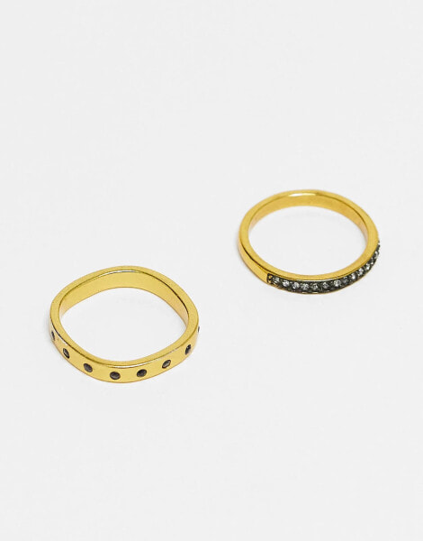 Mango two pack plain band rings in gold