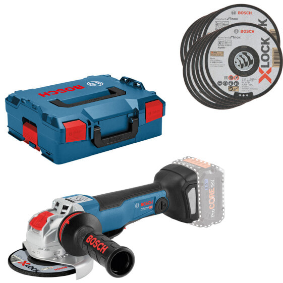 Bosch X-LOCK Akku-Winkelschleifer GWX 18V-10 PC Solo in L-BOXX & Trennscheibe X-LOCK 125x1 mm 10er-Pack