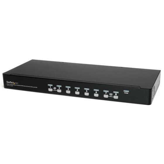 StarTech.com 8 Port 1U Rackmount USB KVM Switch Kit with OSD and Cables - 1920 x 1440 pixels - Rack mounting - 12 W - 1U - Black