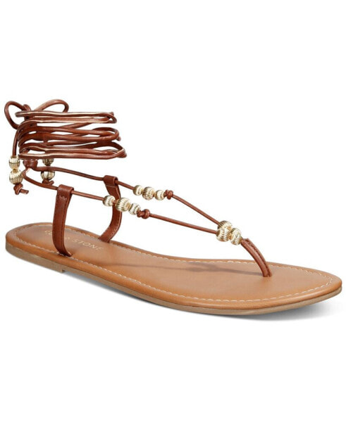 Women's Ramseyy Beaded Lace Up Flat Sandals, Created for Macy's