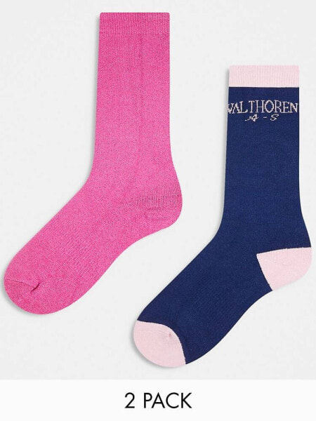 Threadbare Ski 2 pack socks in glitter pink