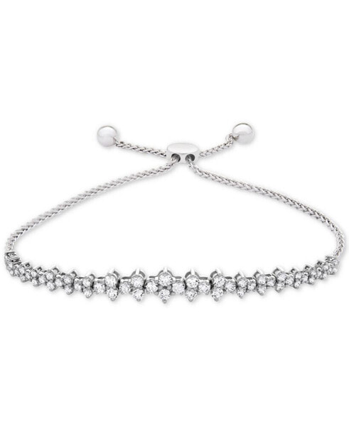 Diamond Honeycomb Bolo Bracelet (1-1/2 ct. t.w.) in 14k White Gold, Created for Macy's