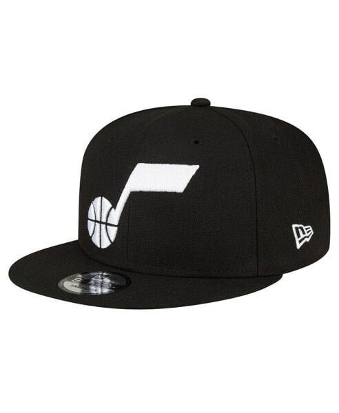 Бейсболка унисекс New Era Utah Jazz черно-белая с кнопкой 9FIFTY