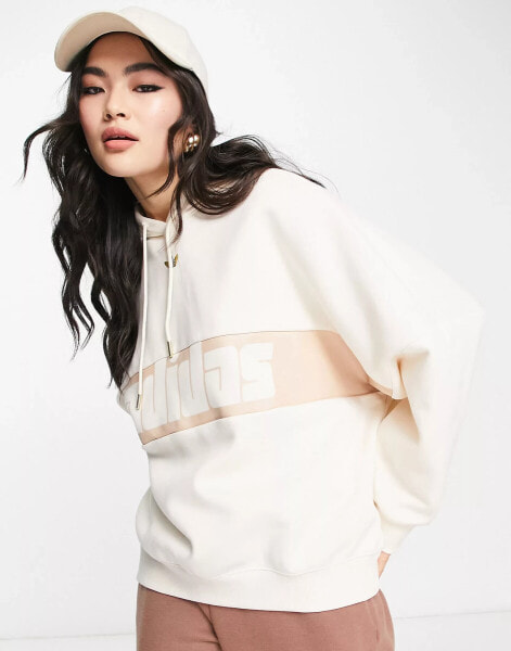 adidas Originals 'ski chic' retro hoodie in oatmeal