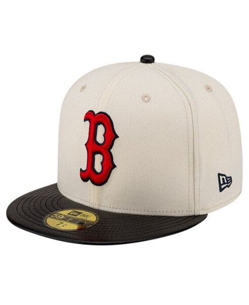 Men's Cream Boston Red Sox Game Night Leather Visor 59Fifty Fitted Hat