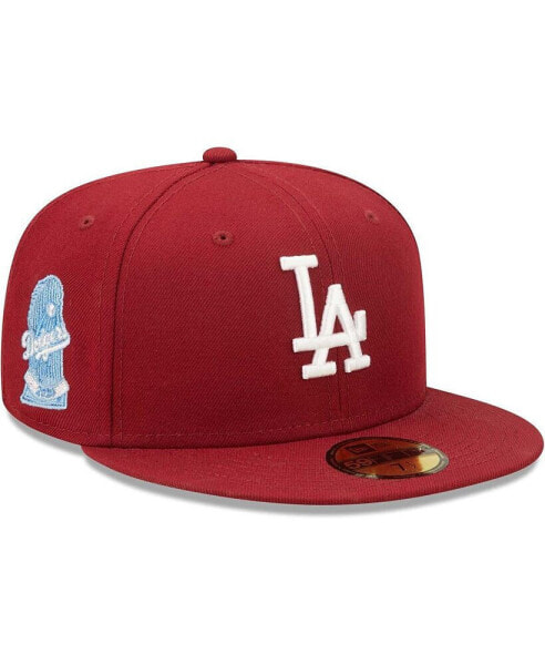 Men's Cardinal Los Angeles Dodgers 2020 World Series Air Force Blue Undervisor 59FIFTY Fitted Hat