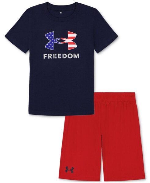 Toddler & Little Boys UA Freedom T-Shirt & Shorts, 2 Piece Set