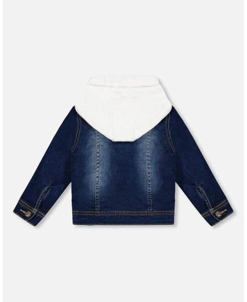 Boy Blue Denim Jacket With Detachable French Terry Hood - Toddler Child