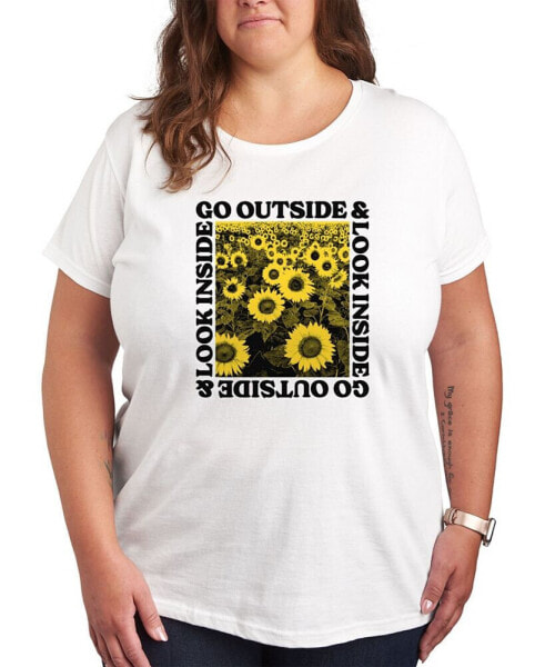 Trendy Plus Size Sunflower Text Graphic T-shirt