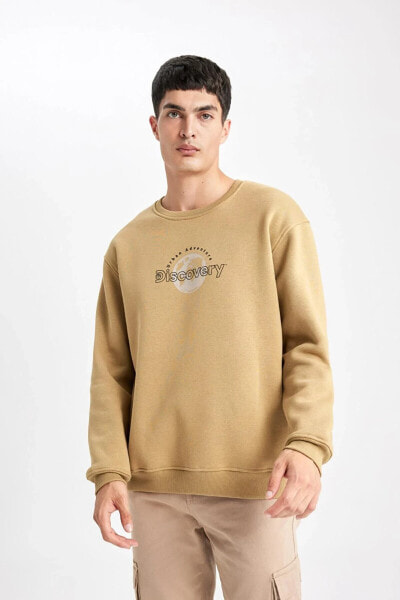 Discovery Channel Oversize Fit Bisiklet Yaka Sweatshirt