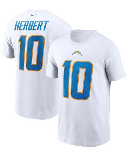 Men's Justin Herbert White Los Angeles Chargers Name and Number T-shirt