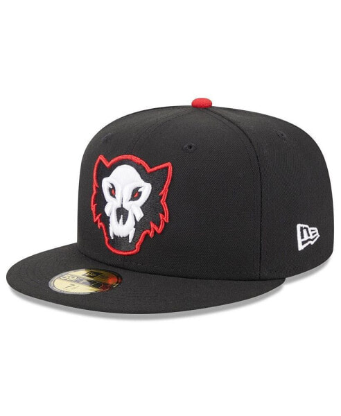 Men's Black Erie SeaWolves Authentic Collection Alternate Logo 59Fifty Fitted Hat