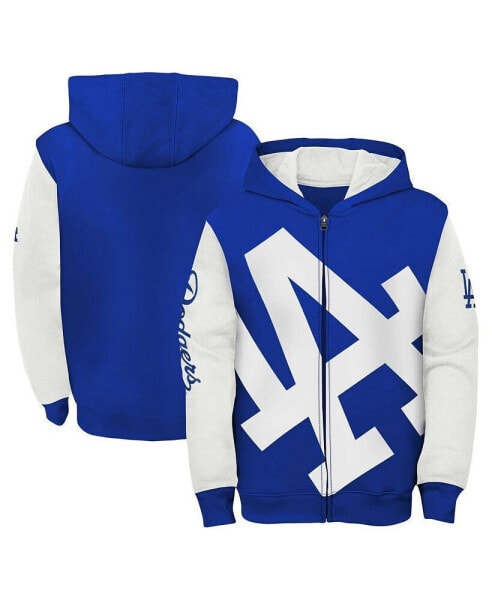 Big Boys Royal, White Los Angeles Dodgers Postcard Full-Zip Hoodie Jacket