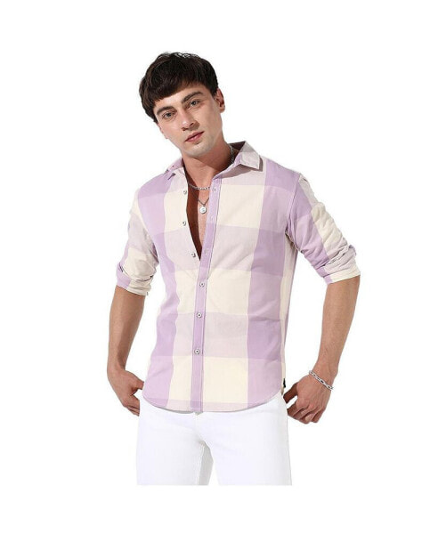 Рубашка клетчатая из хлопка Campus Sutra для мужчин