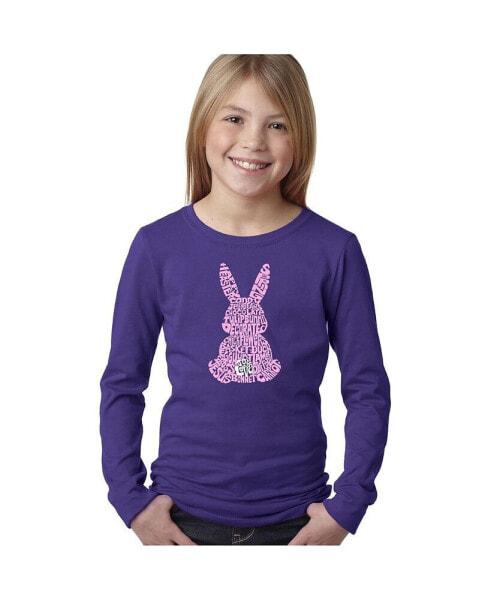 Big Girl's Word Art Long Sleeve T-Shirt - Easter Bunny