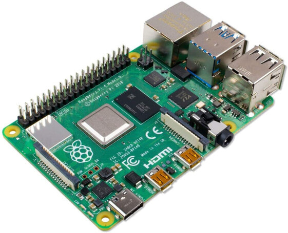 Raspberry Pi 4 Model B; 4 GB, ARM-Cortex-A72 4 x, 1.50 GHz, 4 GB RAM, WLAN-ac, Bluetooth 5, LAN, 4 x USB, 2 x Micro-HDMI