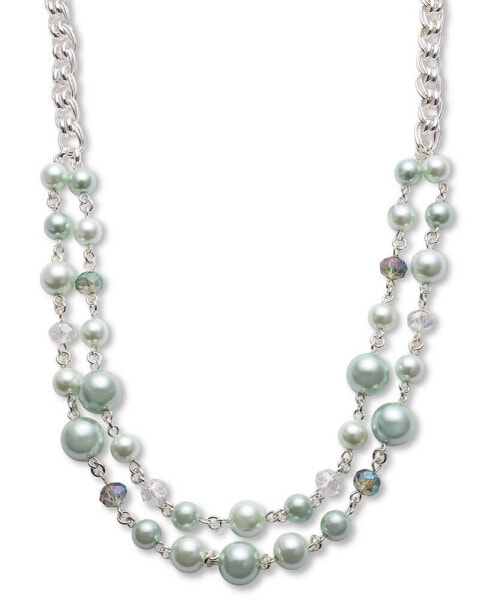 Silver-Tone Beaded Layered Necklace, 18" + 2" extender, Created for Macy's