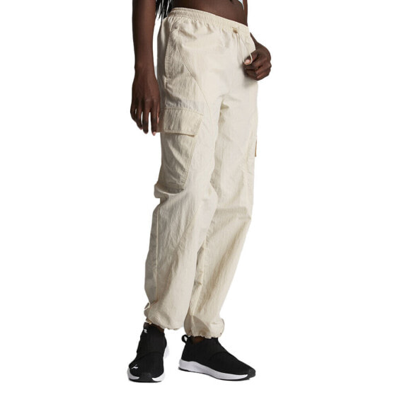 Puma Classics Turn It Up Cargo Pants Womens White Casual Athletic Bottoms 626596