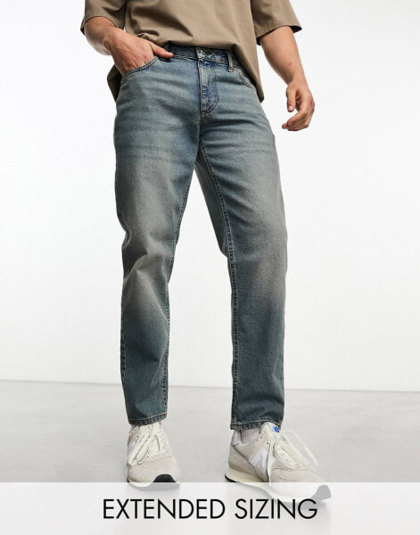 ASOS DESIGN tapered fit jeans in light vintage tint - MBLUE