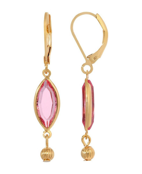 Women's Gold-Tone Crystal Oval Drop Earrings