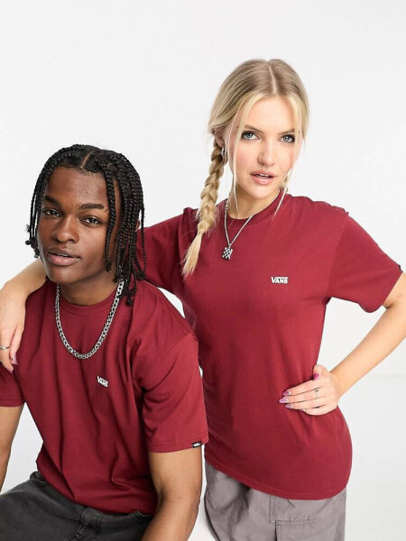 Vans left chest logo tee in burgundy